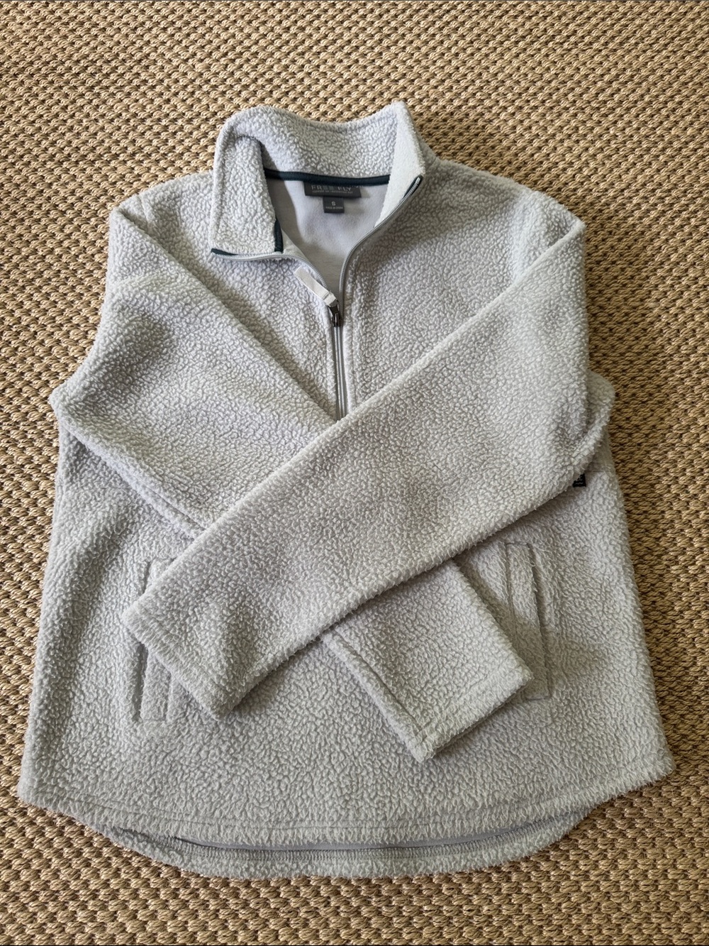 Free Fly Apparel Light Gray Teddy Sherpa Half-Zip Jacket